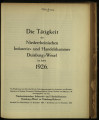 Die Tätigkeit der Niederrheinischen Industrie- und Handelskammer Duisburg-Wesel / 1926 