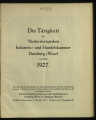 Die Tätigkeit der Niederrheinischen Industrie- und Handelskammer Duisburg-Wesel / 1927 