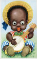 (Karikatur eines Banjo spielenden Kindes)
