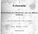 Übersicht der Productionen und des Hüttenbetriebes in der preußischen Monarchie für das Jahr ; 1837-1851 