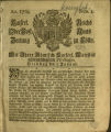 Kaiserliche Reichs-Ober-Post-Amts-Zeitung zu Köln / 1765 