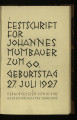 Binz, Arthur Friedrich [Hrsg.] ; Mumbauer, Johannes [Gefeierte Person] 