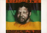 Nelson Mandela and the ANC flag 