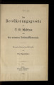 Das Bevölkerungsgesetz des T. R. Malthus und der neueren Nationalökonomie ; Darstellung und Kritik 