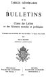 Bulletin de la Classe des Lettres et des Sciences Morales et Politiques / TABLE5,1/55.1911/69 