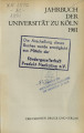 Jahrbuch der Universität zu Köln / 16.1981 
