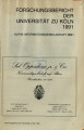Forschungsbericht der Universität zu Köln / 27.1991 