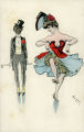 (Zeichnung einer tanzenden Frau und eines Mannes im Frack) 