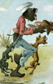 (Karikatur eines Mannes mit Kochmütze, der von zwei Hunden bedrängt wird) 