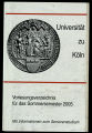 Vorlesungsverzeichnis Universität Köln SS2005 
