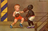 (Zeichnung zweier Kinder beim Boxen) 