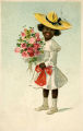 (Zeichnung eines Mädchens mit Blumenstrauß) 