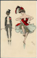 (Zeichnung einer tanzenden Frau und eines Mannes im Frack) 