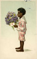 (Zeichnung eines Jungen mit Blumenstrauß) 