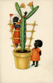 (Karikatur eines Mannes und einer Frau mit überdimensionierten Kaktus im Blumentopf) 