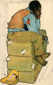(Zeichnung eines Mannes auf einem Baumwollballen) 