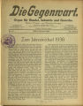 Die Gegenwart / 29. Jahrgang 1930 