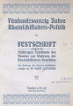 Fünfundzwanzig Jahre Rheinschiffahrts-Politik 