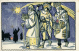 (Zeichnung der Heiligen Drei Könige mit deutschen Soldaten im Hintergrund) 
