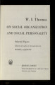 On social organization and social personality 