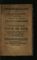 Falletti, Girolamo ; Vonck, Cornelius Valerius ; Back, Jan J. de 