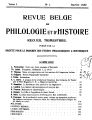 Revue belge de philologie et d'histoire / 1.1922 