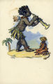 (Zeichnung eines Kindes mit Trompete und Affen) 