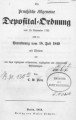 ¬Die Preußische Allgemeine Deposital-Ordnung vom 15. September 1783 nebst der Verordnung vom 18. Juli 