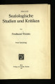 Soziologische Studien und Kritiken / 1 