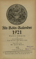 Alt-Köln-Kalender / 9. Jahrgang 1921