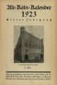 Alt-Köln-Kalender / 11. Jahrgang 1923