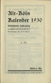 Alt-Köln-Kalender / 17. Jahrgang 1930