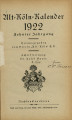 Alt-Köln-Kalender / 10. Jahrgang 1922
