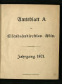 Amtsblatt A der Königlichen Eisenbahndirektion Köln / 1921