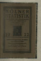 Kölner Statistik / 5. Jahrgang 1922