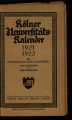 Kölner Universitäts-Kalender / 1921/22