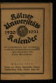 Kölner Universitäts-Kalender / 1920/21