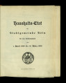Haushalts-Etat der Stadtgemeinde Köln / 1898