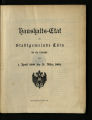 Haushalts-Etat der Stadtgemeinde Cöln / 1908