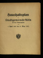 Haushalts-Plan der Sadtgemeinde Köln / 1931