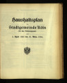 Haushalts-Plan der Sadtgemeinde Köln / 1933