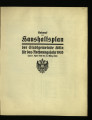 Entwurf zum Haushaltsplan der Stadtgemeinde Köln / 1935
