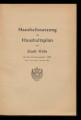 Haushaltssatzung und Haushaltsplan der Stadt Köln / 1954