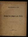 Entwurf des Budgets / 1884/85