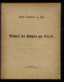 Entwurf des Budgets / 1885/86