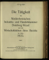 Die Tätigkeit der Niederrheinischen Industrie- und Handelskammer Duisburg-Wesel und das...