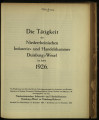 Die Tätigkeit der Niederrheinischen Industrie- und Handelskammer Duisburg-Wesel / 1926