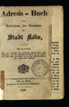 Adress-Buch oder Verzeichniss der Einwohner der Stadt Köln / 1838
