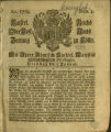 Kaiserliche Reichs-Ober-Post-Amts-Zeitung zu Köln / 1765