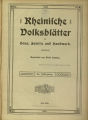 Rheinische Volksblätter für Haus, Familie und Handwerk / 56. Jahrgang 1909